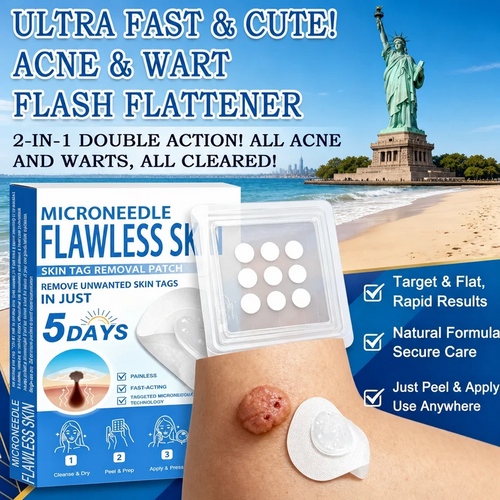 🎁 2-in-1 Microneedle & Hydrocolloid Patch | Raised Moles,Acne,  Flat Warts & Skin Tags Remover | Improves Wrinkles, Scars & Blemishes | Invisible Pimple Patches for Face & Body