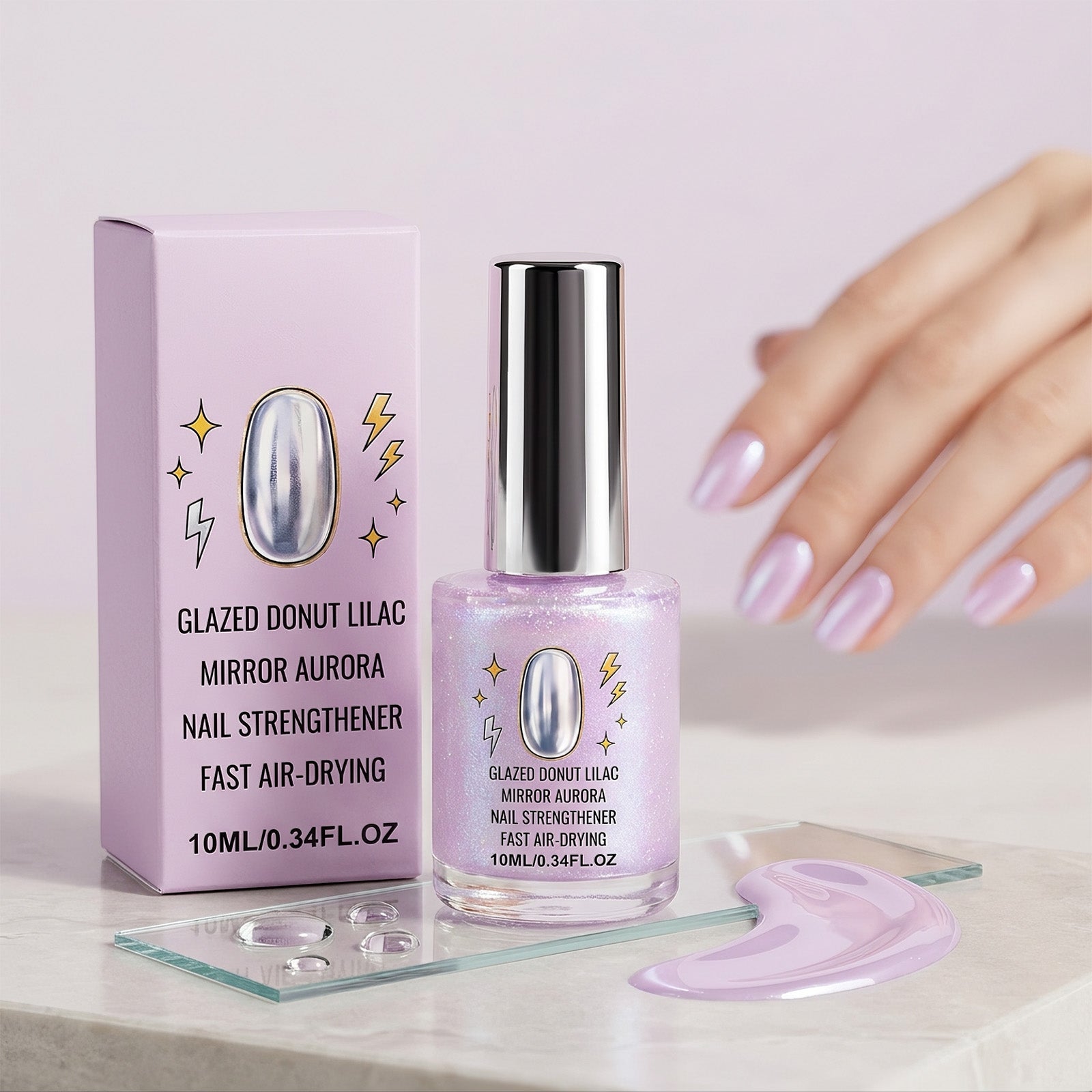 📢📢50% OFF !! ⏰Lilac Glossy Mirror Nail Strengthener