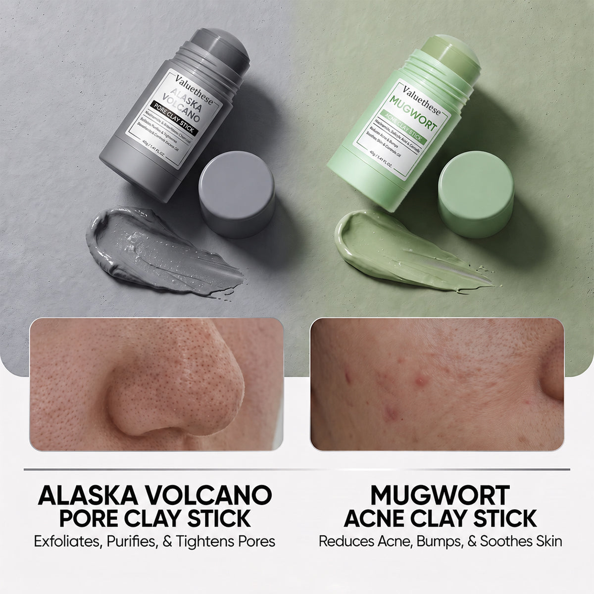 2pcs Blackhead Control & Acne Care Deep Cleansing Clay Stick Duo Set