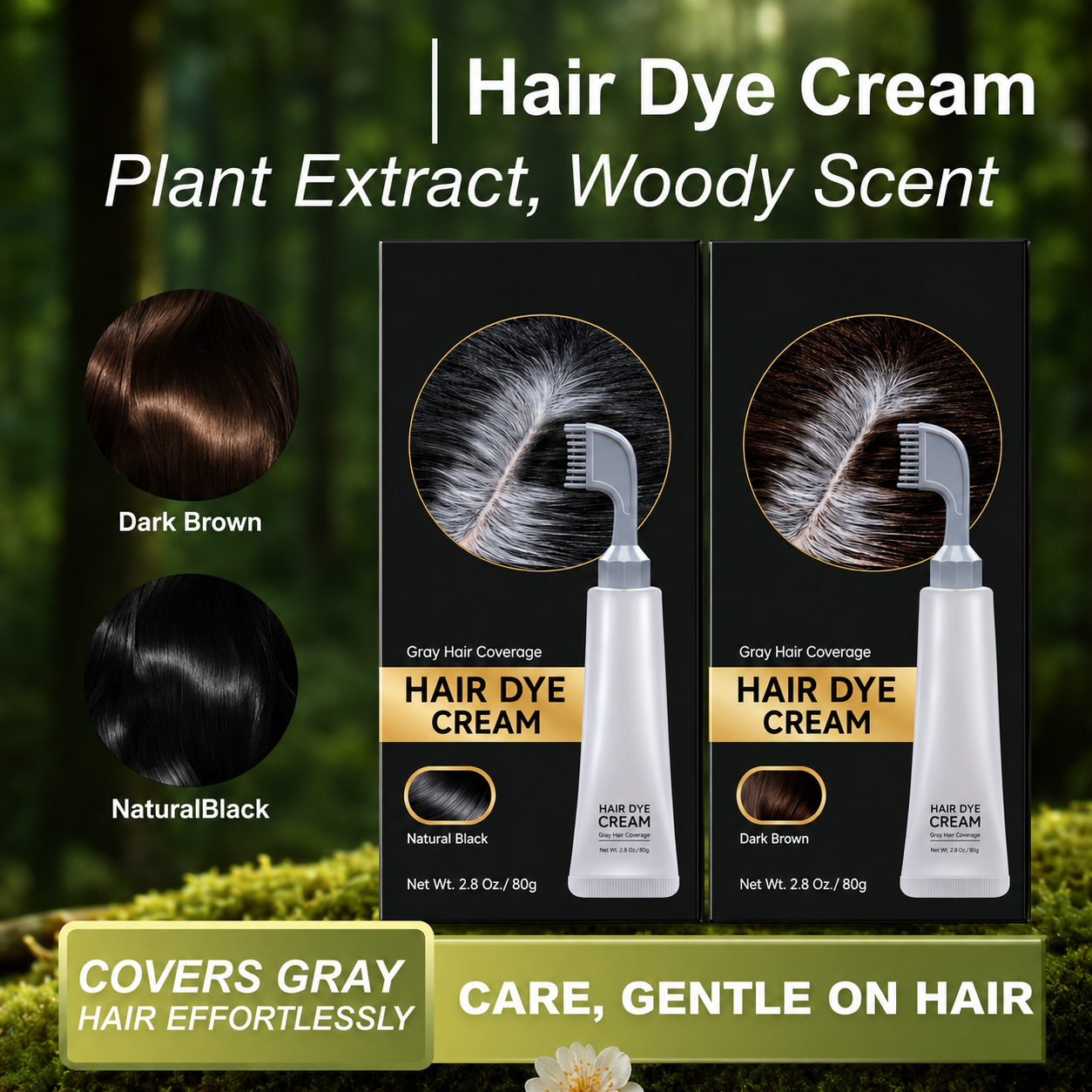 Unisex Grey Coverage Hair Dye with Hair Care