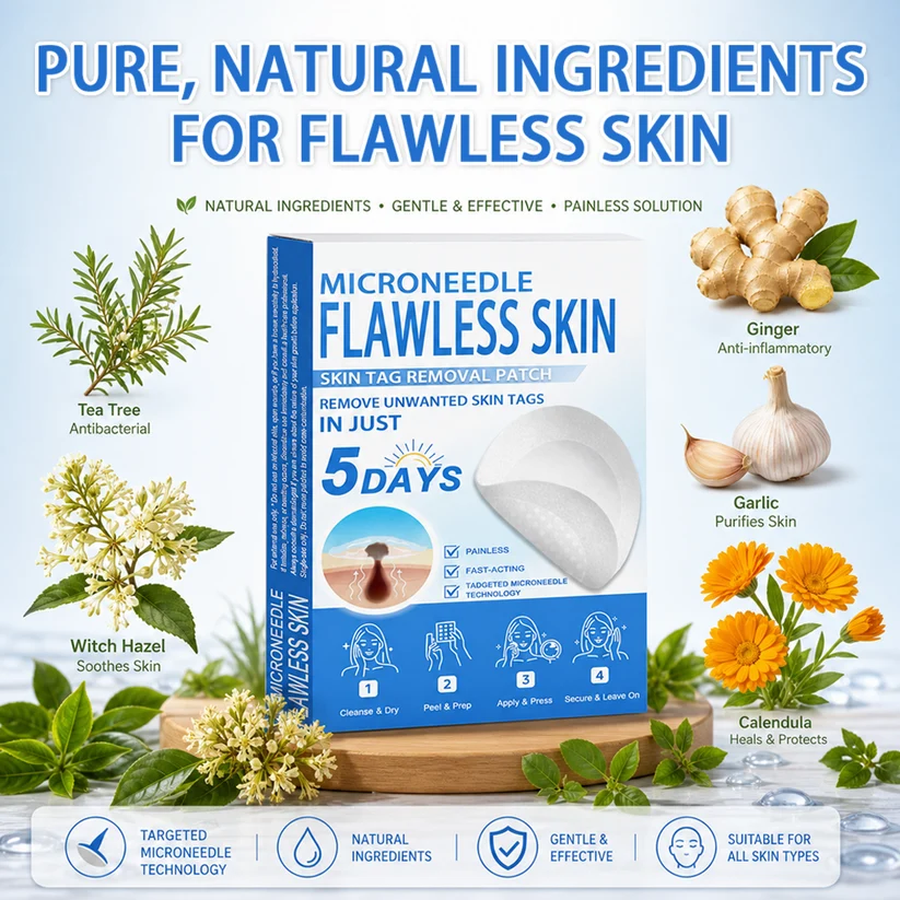 🎁 2-in-1 Microneedle & Hydrocolloid Patch | Raised Moles,Acne,  Flat Warts & Skin Tags Remover | Improves Wrinkles, Scars & Blemishes | Invisible Pimple Patches for Face & Body
