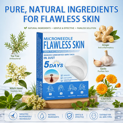🎁 2-in-1 Microneedle & Hydrocolloid Patch | Raised Moles,Acne,  Flat Warts & Skin Tags Remover | Improves Wrinkles, Scars & Blemishes | Invisible Pimple Patches for Face & Body