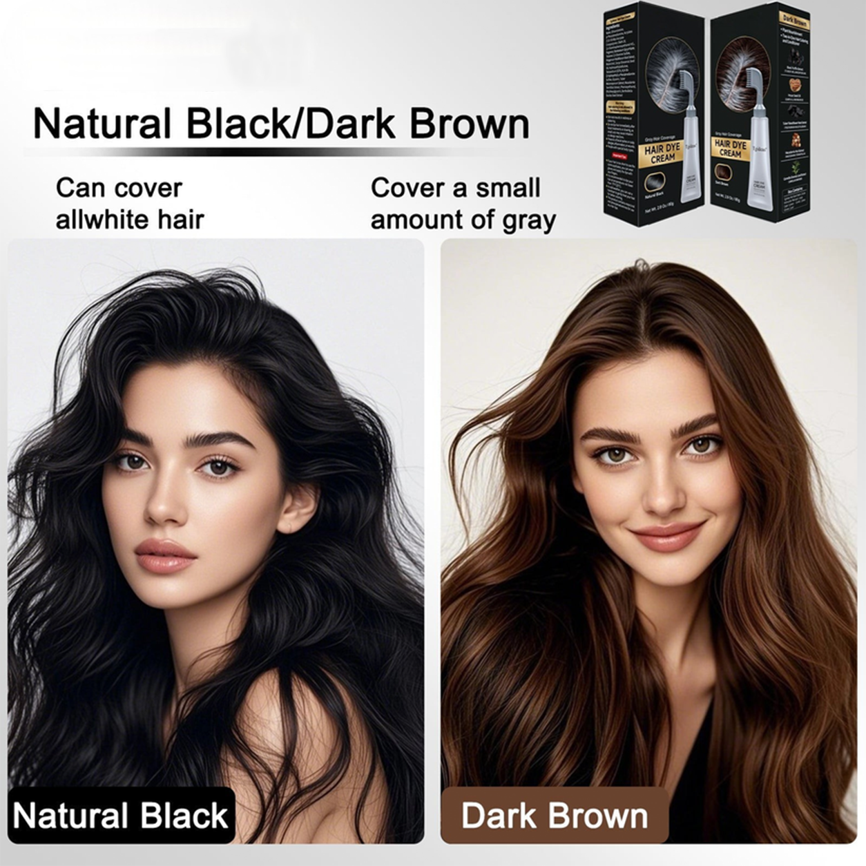 Unisex Grey Coverage Hair Dye with Hair Care