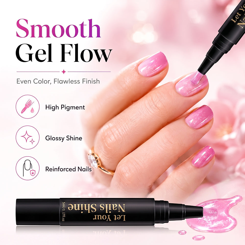 5 in 1 Aurora Gel Nail Polish Pen with Base Color and Top Coat