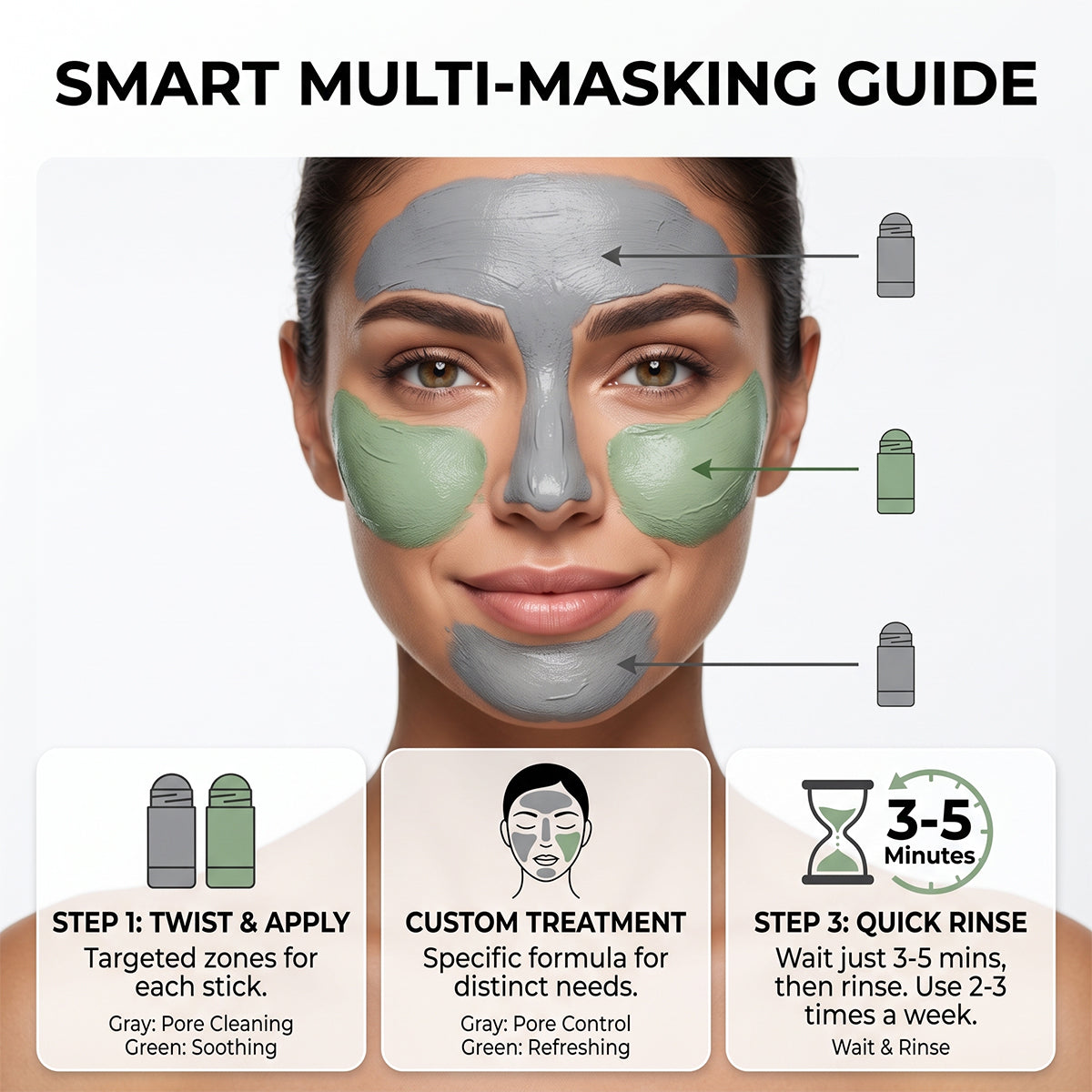 2pcs Blackhead Control & Acne Care Deep Cleansing Clay Stick Duo Set