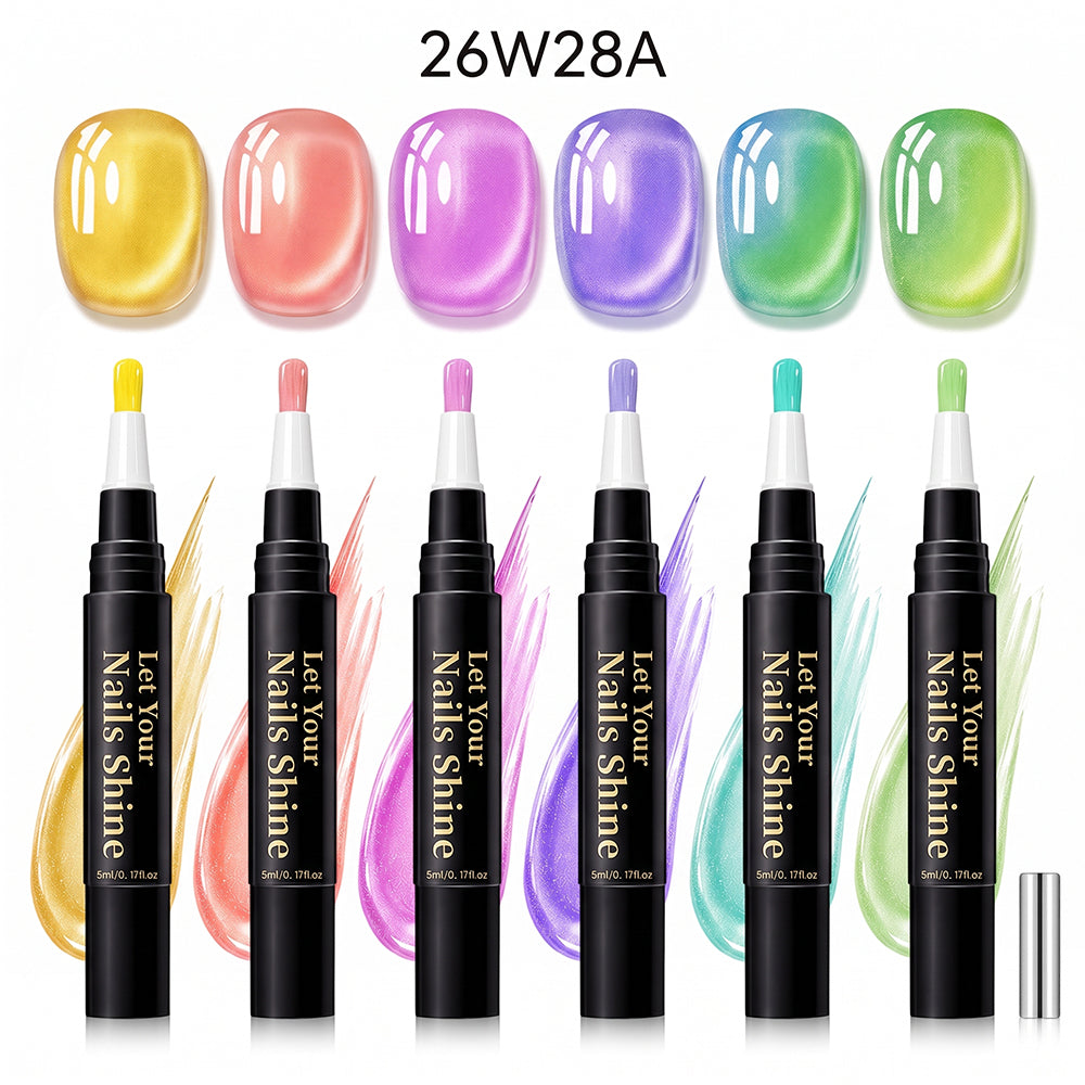 5 in 1 Aurora Gel Nail Polish Pen with Base Color and Top Coat