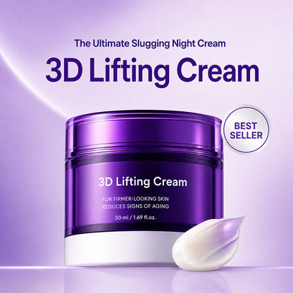 3D Lifting Cream 1.7 fl oz | Advanced Korean Facial Night Cream with 17-Peptide Complex & Probioderm for Wrinkles on Face and Neck, Butter-Rich Texture for Perfect Slugging