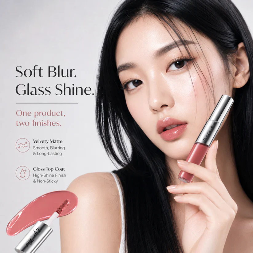 Perfect Twin Lip — Dual-Ended Liquid Lipstick with Velvet Matte Color and Glossy Shine