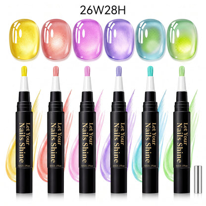 5 in 1 Aurora Gel Nail Polish Pen with Base Color and Top Coat