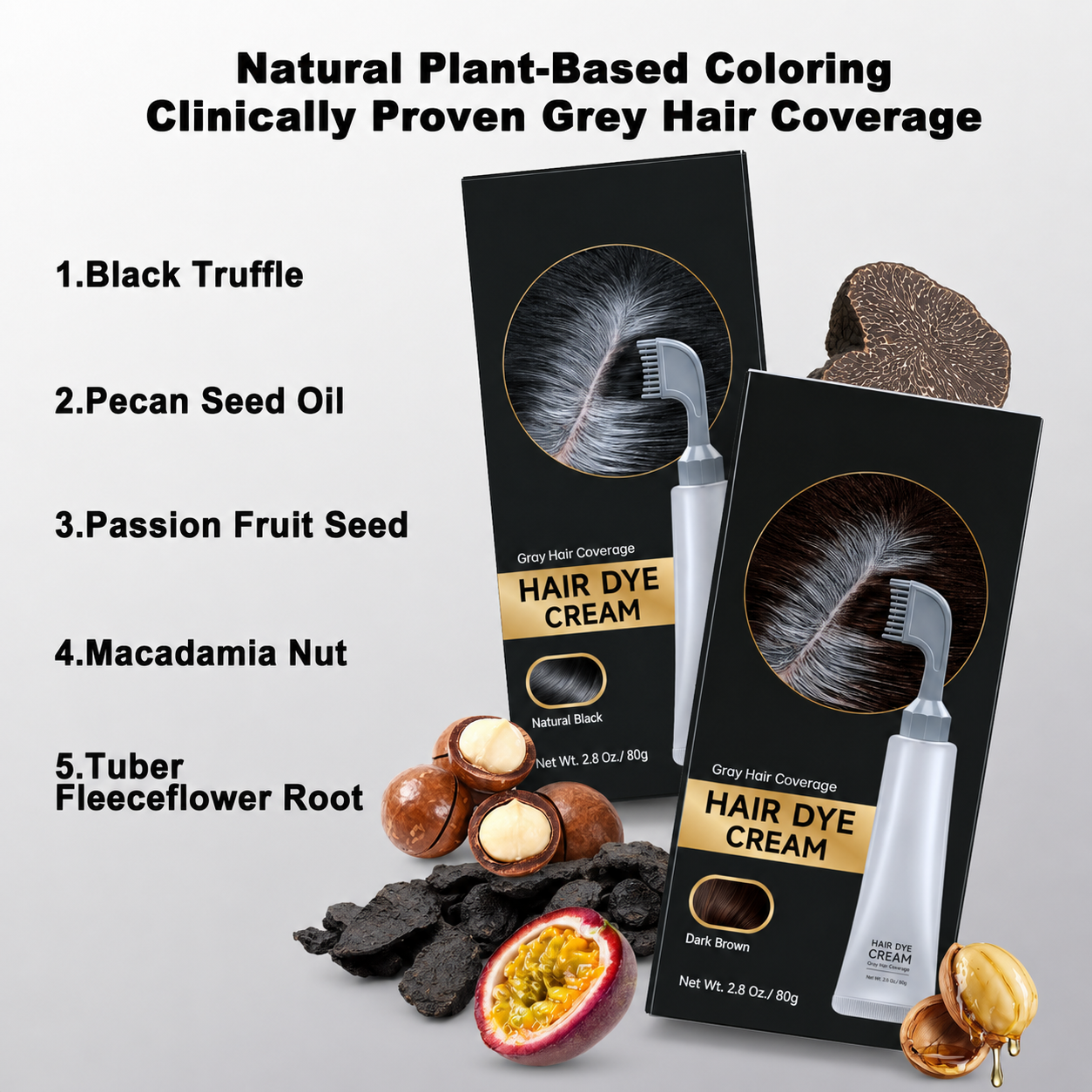 Unisex Grey Coverage Hair Dye with Hair Care