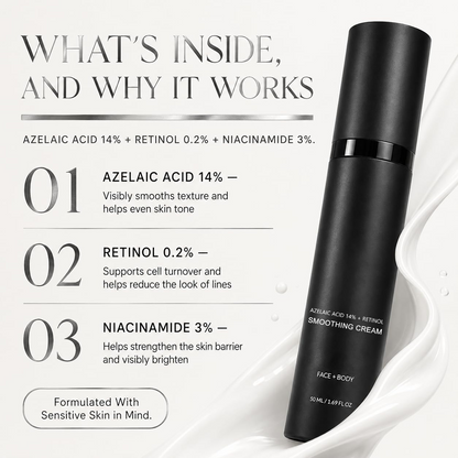 Azelaic Acid 14% + Retinol Smoothing Cream—Uneven Tone, Fine Lines & Rough Texture