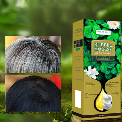 💞Black Friday Sale 50% OFF!!💇‍♀️💈Long-Lasting Plant-Based Bubble Mousse Hair Dye Shampoo, Gentle At-Home Gray Hair Coverage🛡️👍