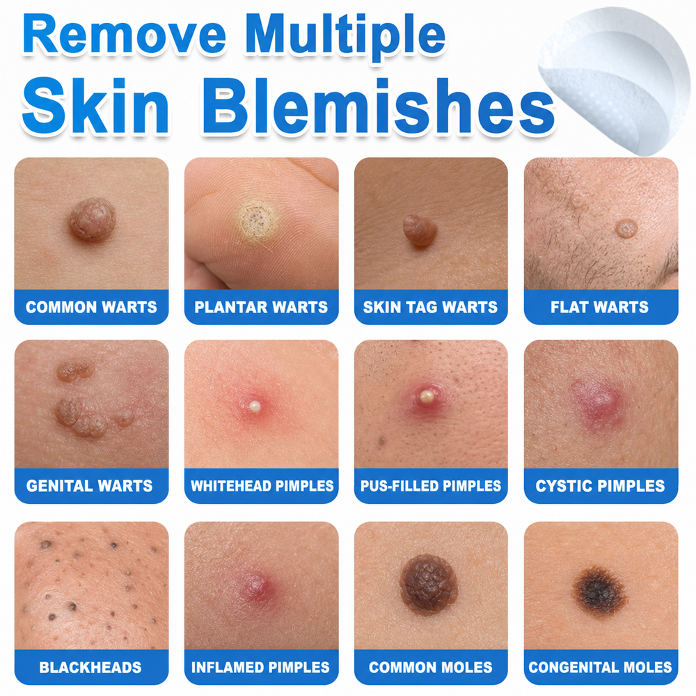 🎁 2-in-1 Microneedle & Hydrocolloid Patch | Raised Moles,Acne,  Flat Warts & Skin Tags Remover | Improves Wrinkles, Scars & Blemishes | Invisible Pimple Patches for Face & Body
