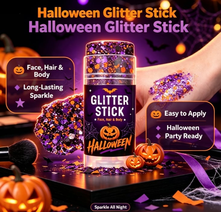 🔥Buy 1 Get 1 Free🎃Halloween Glitter Stick for Face, Hair & Body, Sparkle Makeup Accessory